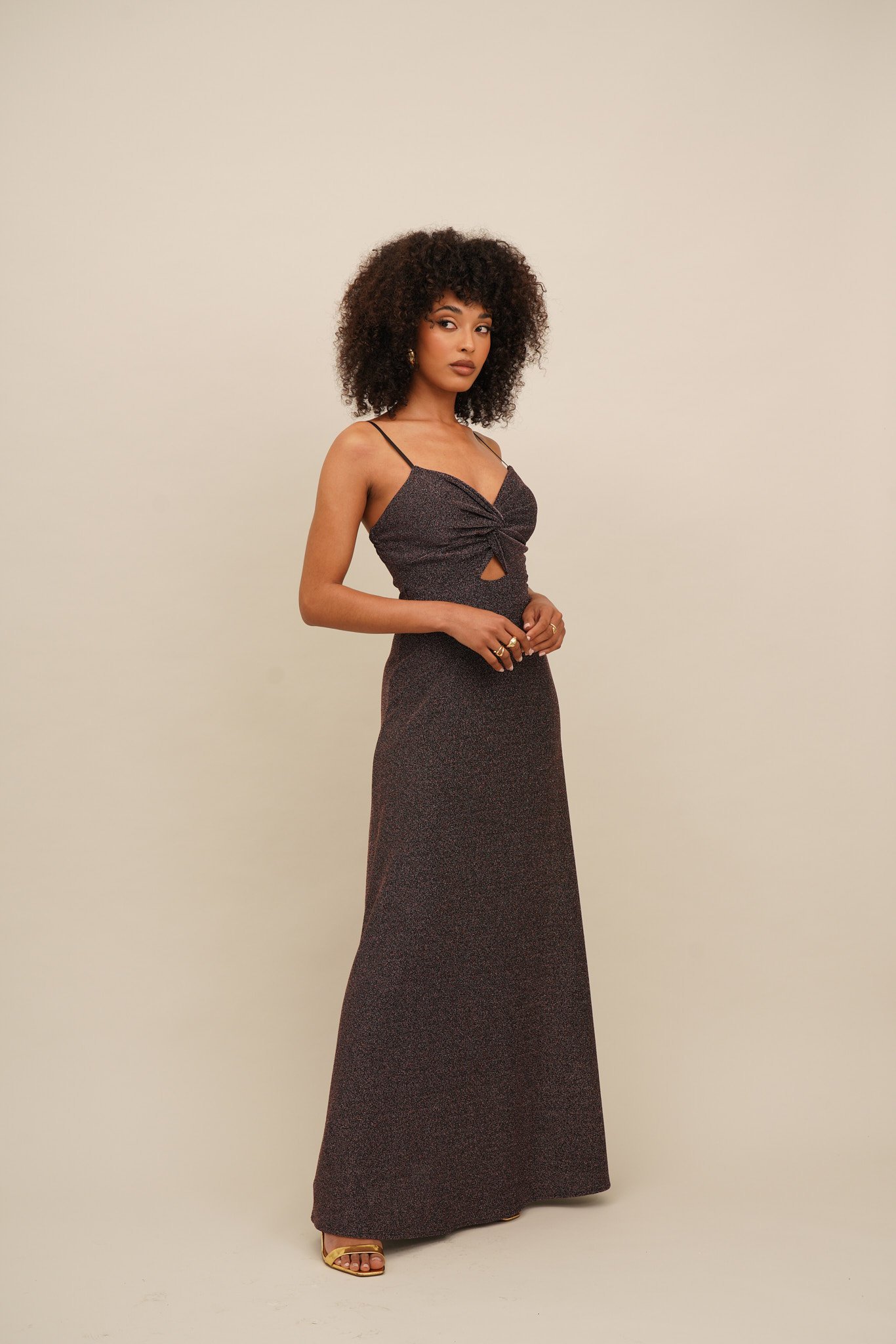 Robe en jersey à paillettes WAL G. EXCLUSIVE GLITTER AMELIA - Bronze