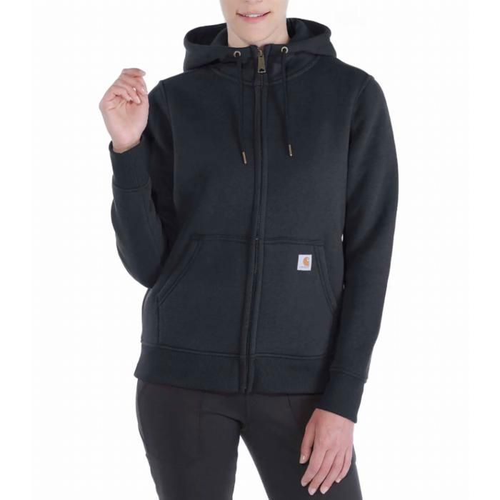 Carhartt 102788 - Sweat zippé à capuche femme noir, molleton 55% coton 45% polyester, coupe régulière