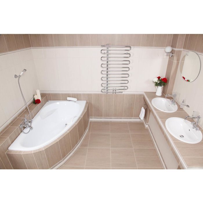 Siko - 140 x 95 cm Luiza space-saving corner bathtub, right-hand orientation, acrylic, without feet, white (LU1400P)