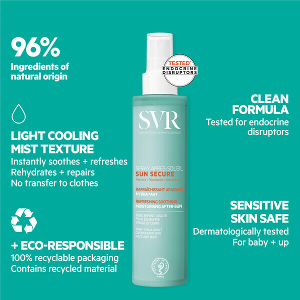 SVR SUN SECURE Beroligende Forfriskende Aftersun Spray, 200 ml