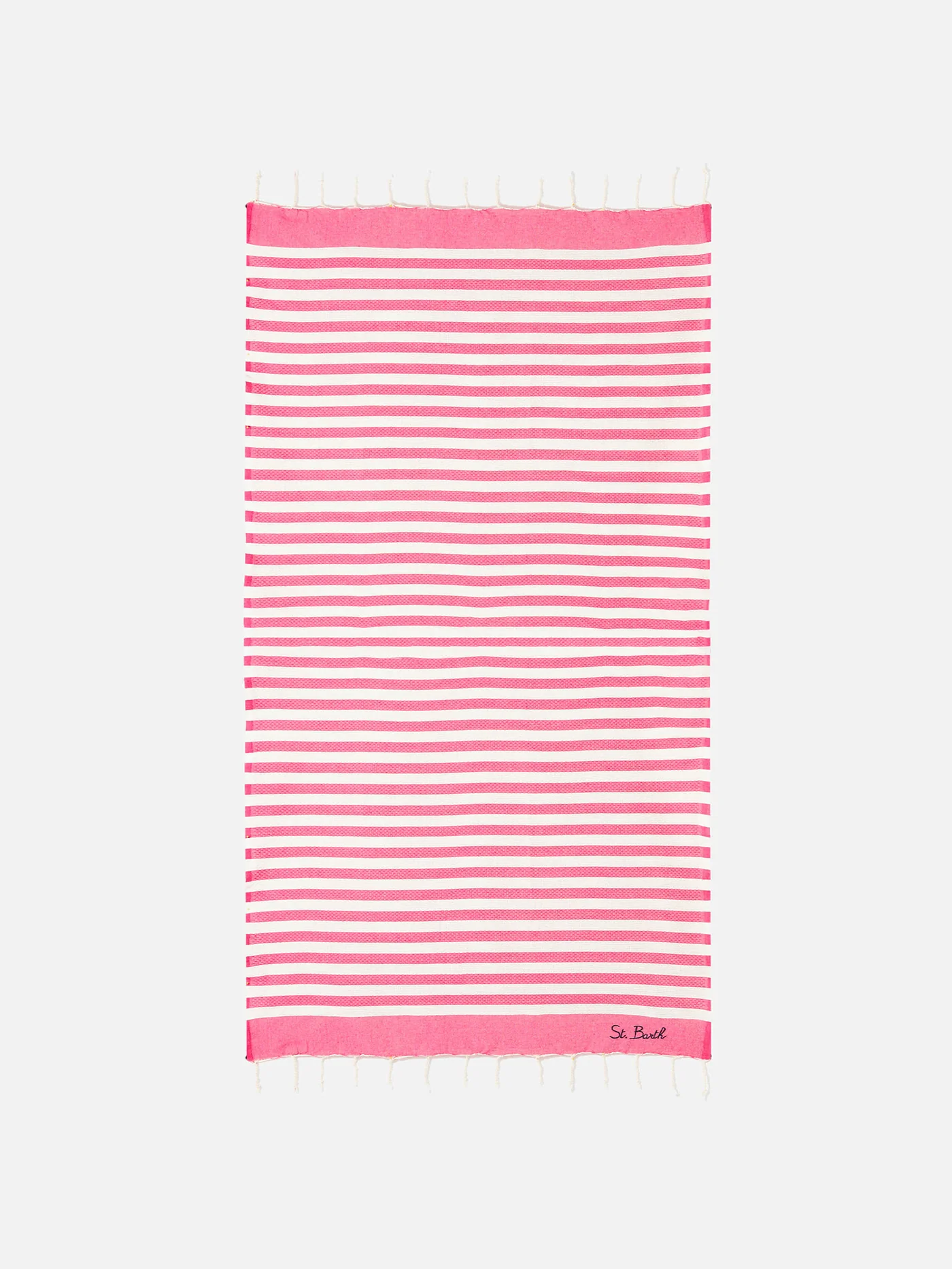 Telo mare in cotone Fouta con stampa a righe fucsia