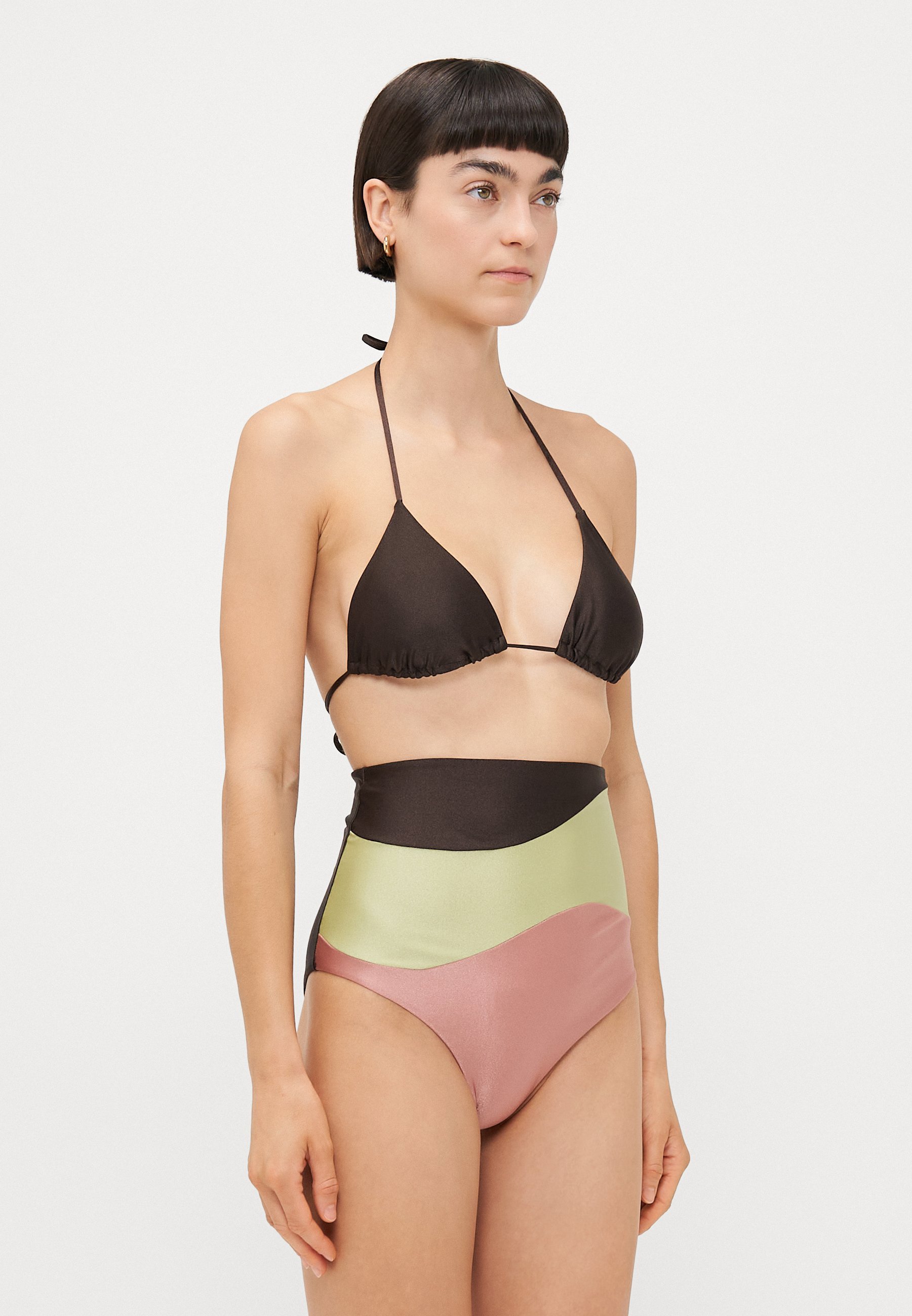 ADRIANA DEGREAS GIARDINO HIGH WAISTED - Bikini - Kaffee/Grün/Rosa