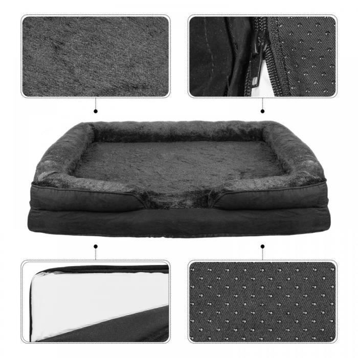 KEDIA Groot Hondenbed - Draagvermogen 50 kg - Zwart Katoen 106*80*20cm