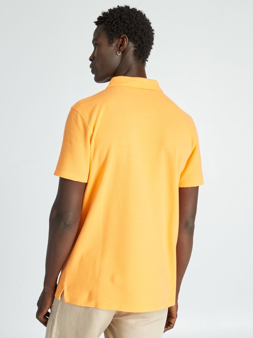 Camisa polo jacquard de cor sólida - LARANJA
