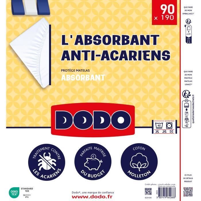 Protector de colchón absorbente - 90x190 cm - Algodón - Antiácaros