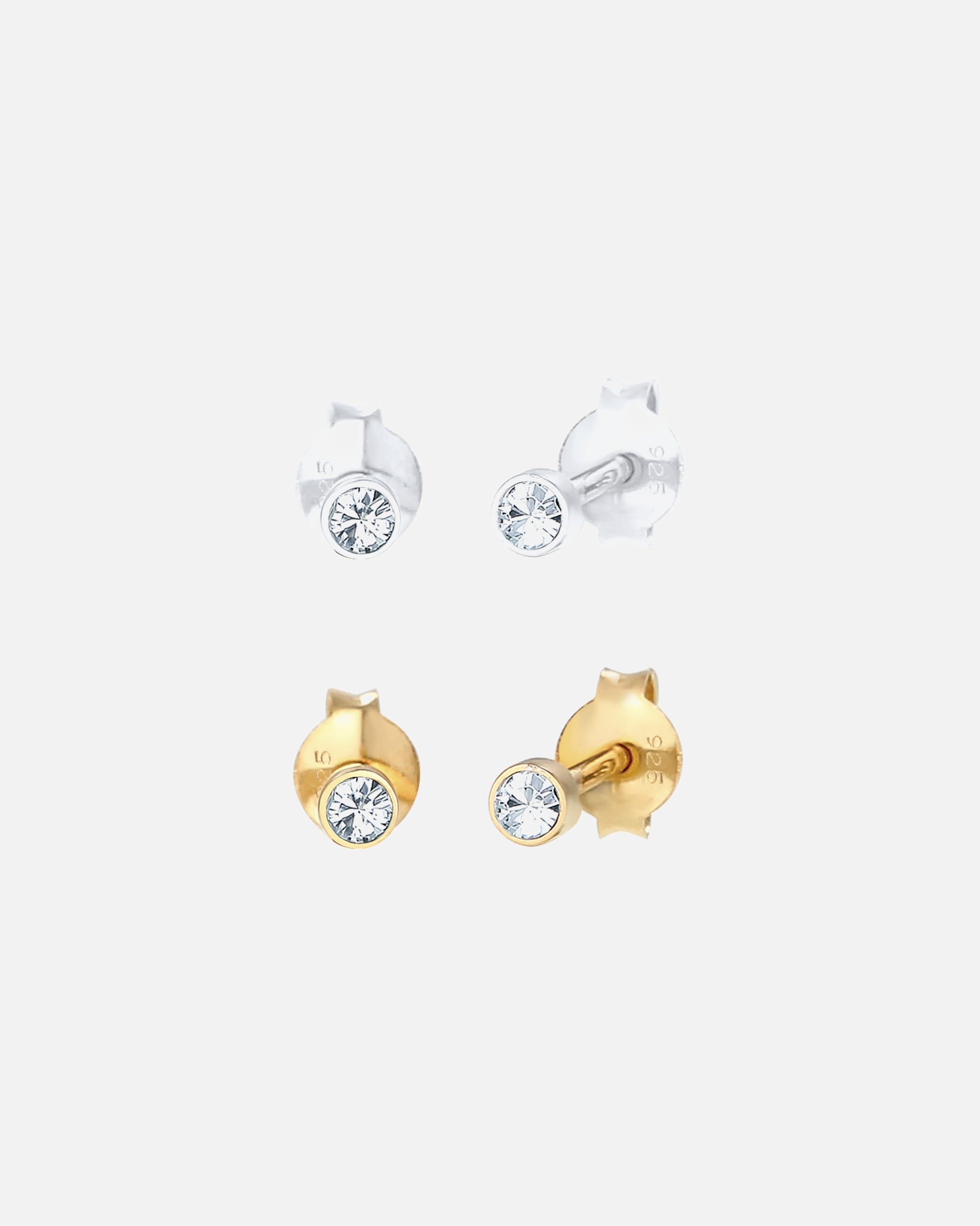 Elli Femmes clous d'oreilles avec cristaux en argent 925 et argent plaqué or