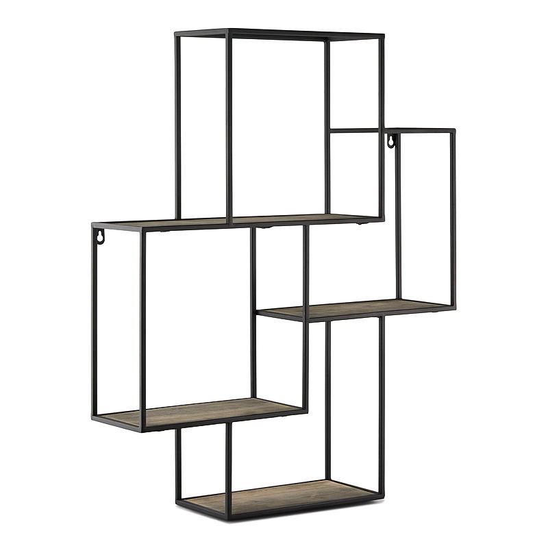 Estantería metálica de 60 x 15 x 74 cm con estantes de madera.