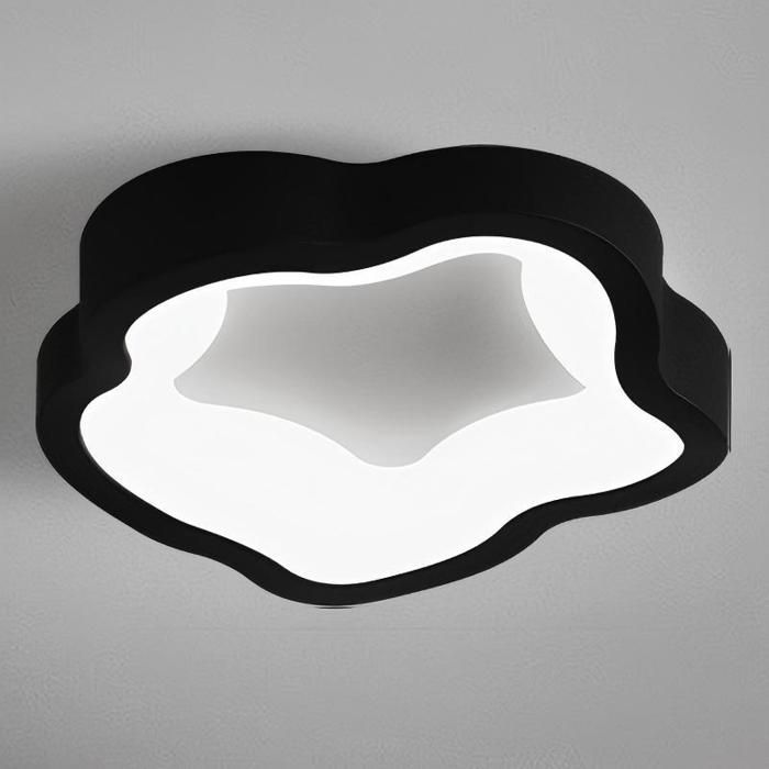 WOTTES  Plafonnier LED Moderne Noir - 14W Blanc froide Luminaire Fleur Lampe de Plafond pour Couloir Salle de bain - 1pcs Dia 23cm