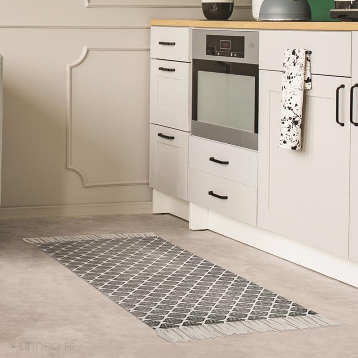 Tapis de cuisine 50x80 cm ZESTE motif feuille gris