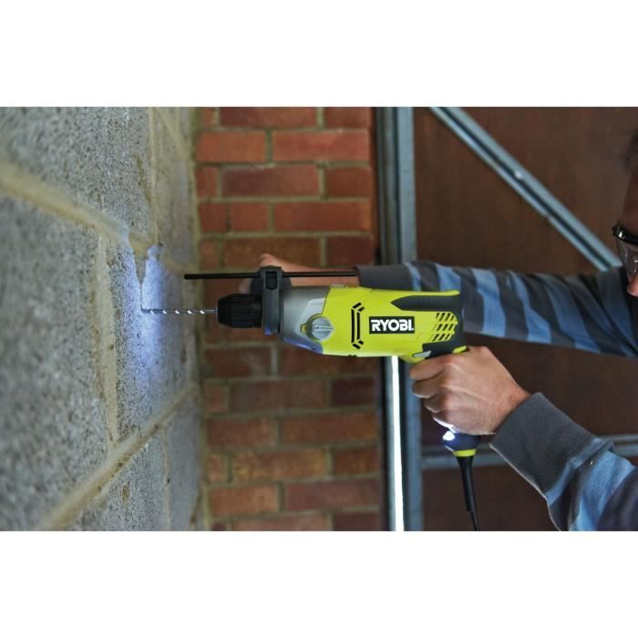 RYOBI - Taladro percutor de 1010 W - 1200-3000 BPM - 2 velocidades - Portabrocas metálico de 13 mm - Luz LED - Se suministra en maletín - RPD1010-K