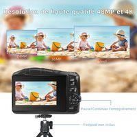 Appareil Photo numérique 4K Caméra vidéo Caméscope 48MP Vlogging Caméra 16X Zoom numérique Écran 3.0