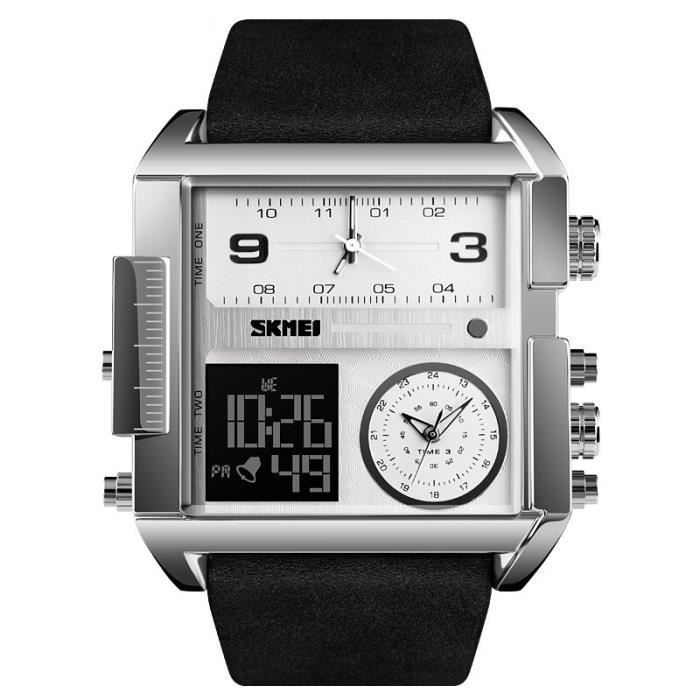 Reloj de pulsera SHARPHY para hombre, modelo 2019 - Tres pantallas - Cronógrafo deportivo cuadrado con fecha y correa impermeable