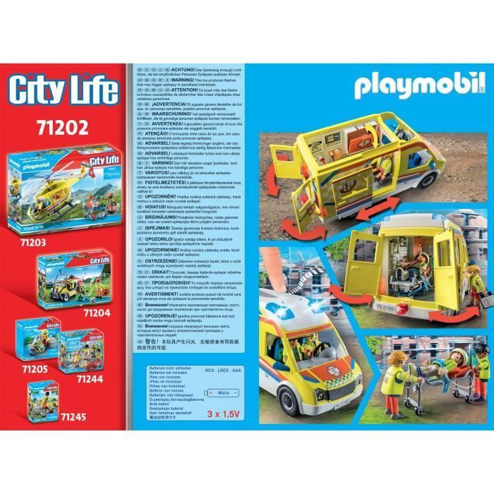 PLAYMOBIL 71202 Ambulance avec effets lumineux et sonore, City Action Les Secouristes