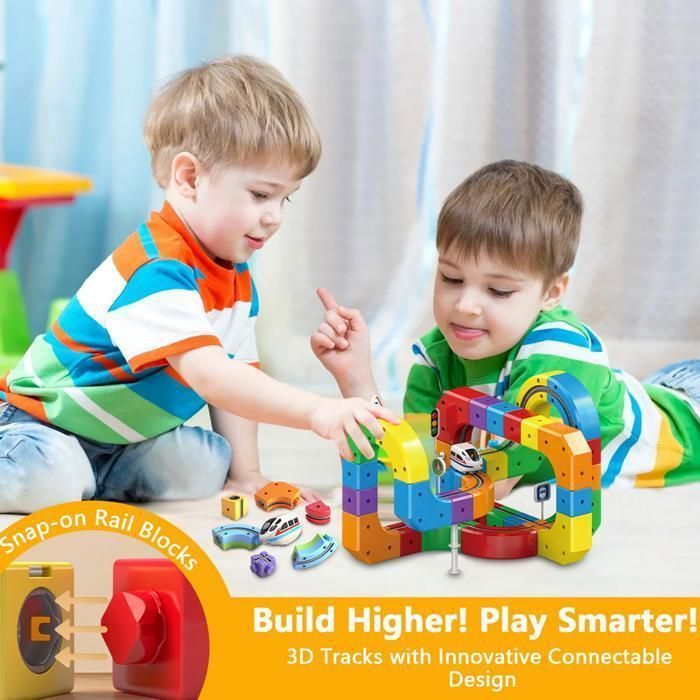 Pista de coches - Set de tren eléctrico - 81 piezas magnéticas - Construcción modular - Juguete educativo y regalo