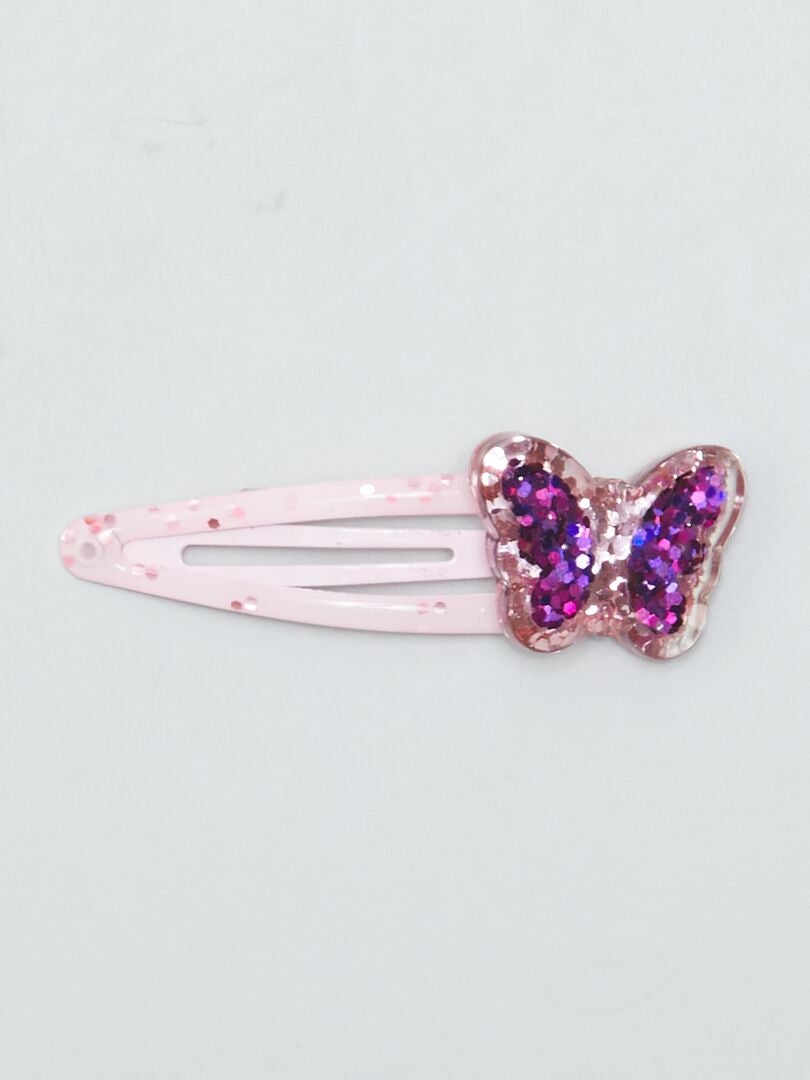 Conjunto de 3 Presilhas de Cabelo Borboleta com Fecho Click-Clack - ROXO