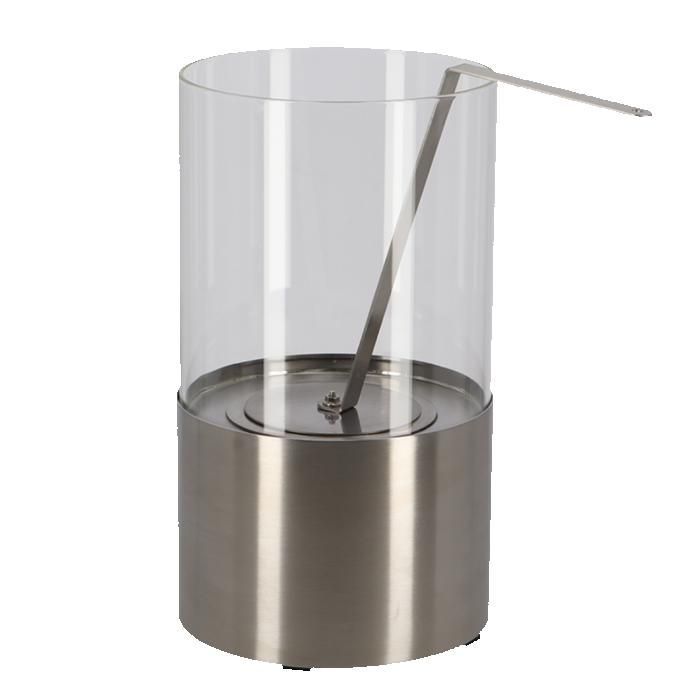 Feuerstelle – FANCY FLAMES – Bioethanol-Tischkamin – Silber – Durchmesser 16,4 cm – Höhe 29 cm