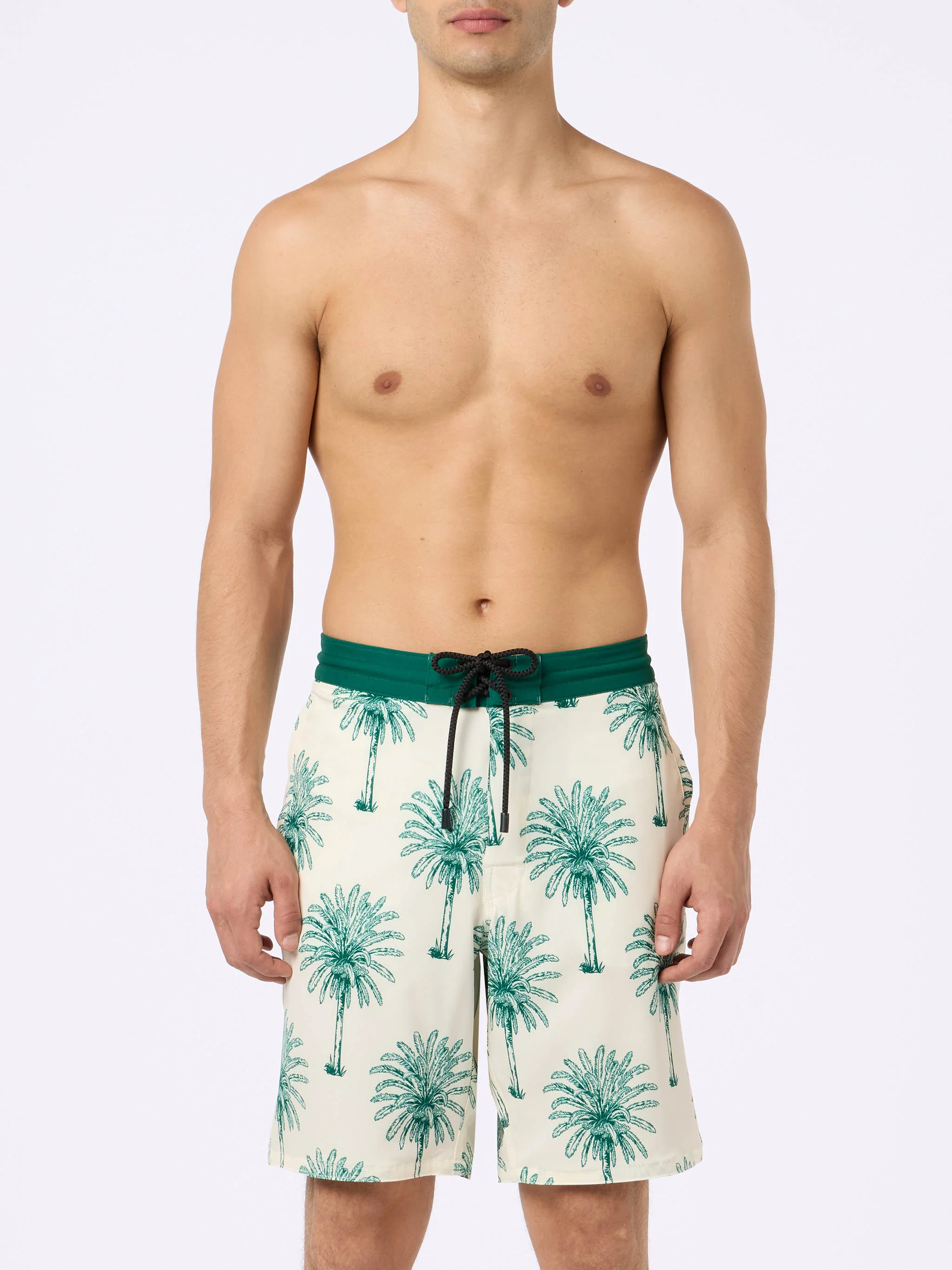 Comfort Surf lange stretch zwempak met palmboomprint