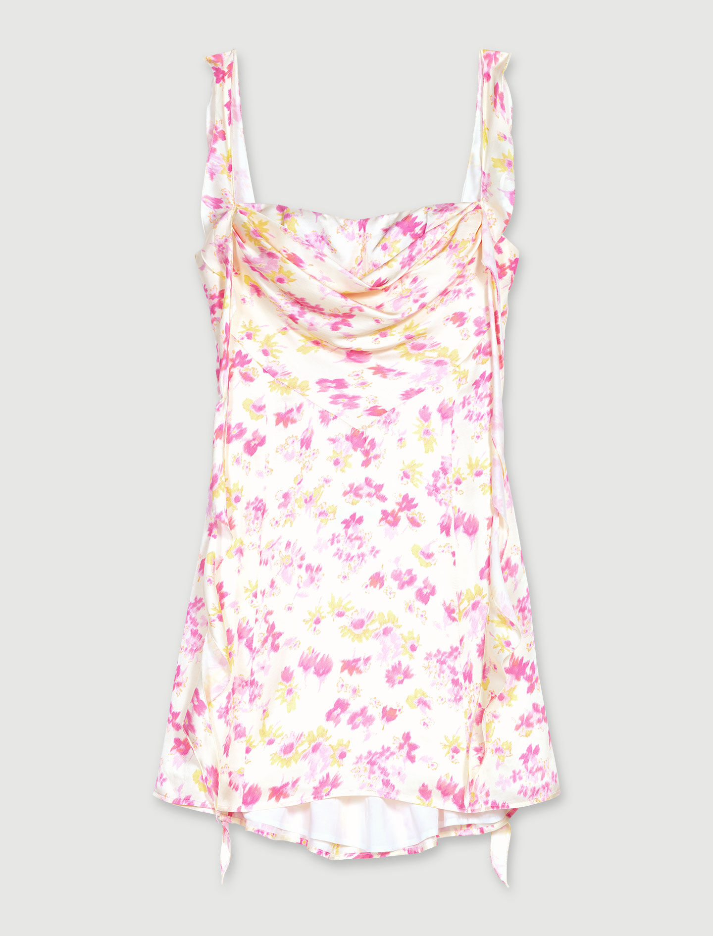 Korte jurk met bloemenprint - Imprimé Fleur zonnig roze