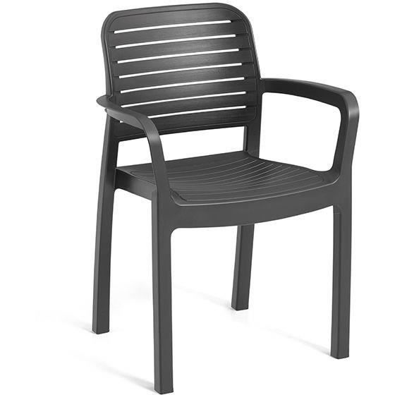 Allibert by KETER - Chloe - set of 6 garden chairs - in resin with a woven rattan look - graphite grey