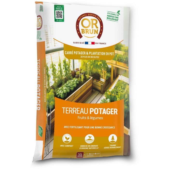 Terra para horta e canteiros elevados - OR BRUN - OBRTCAPOT20N - 20 L