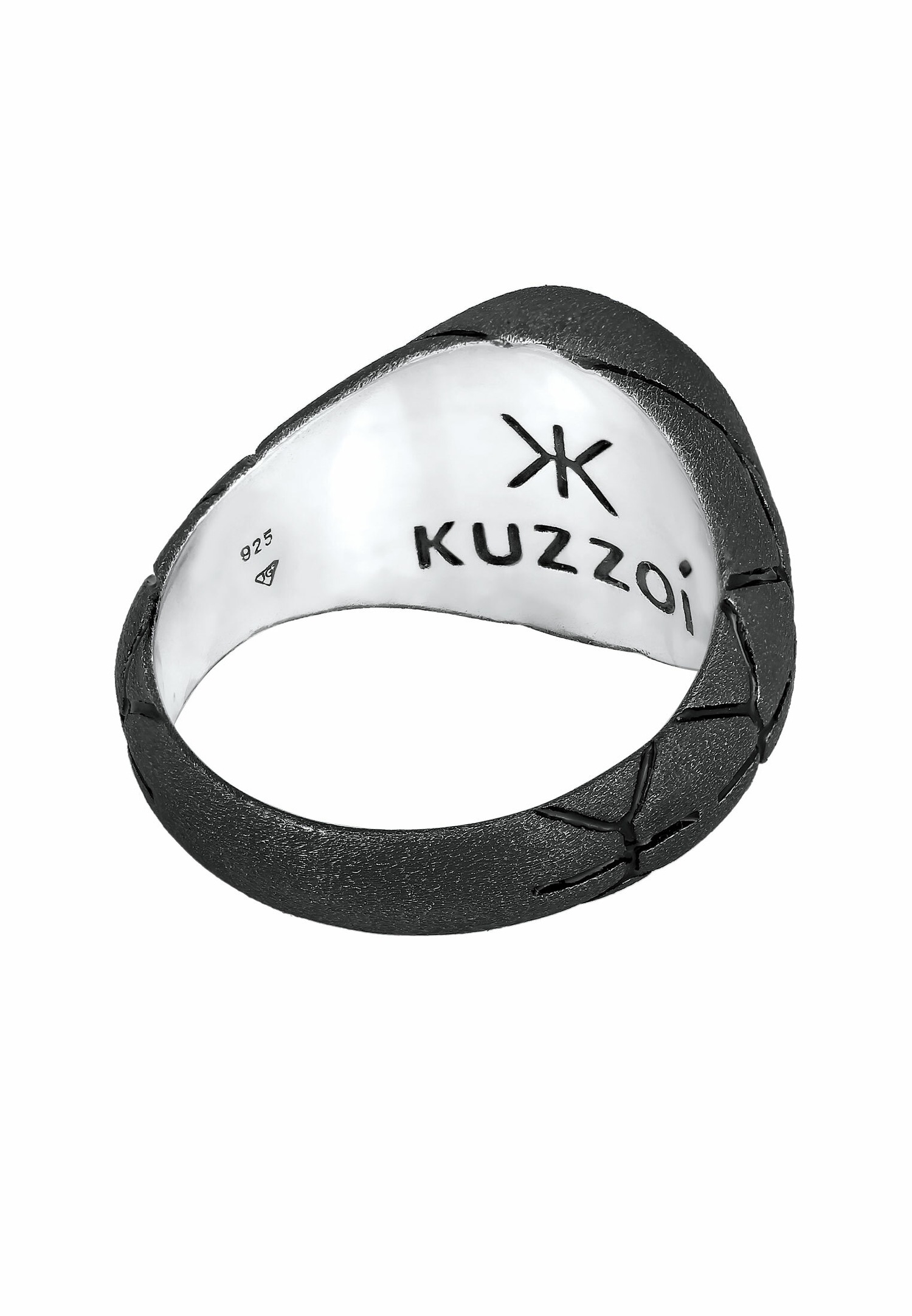 KUZZOI Basic Herren Siegelring Oval Emaille 925er Silber