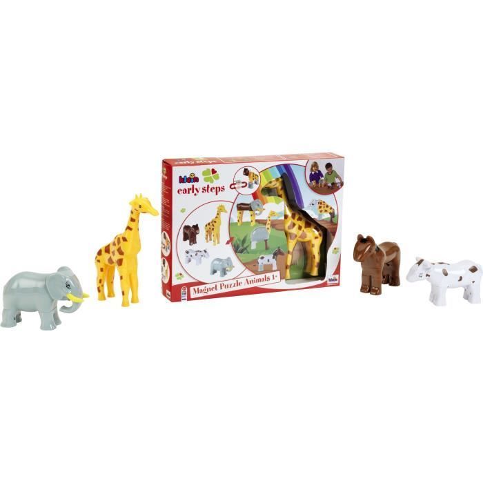 Magnetische dieren - KLEIN - 0065 - 4 grote dieren, grappige puzzel, open doos - 16 stukjes - Geschikt voor kinderen vanaf 12 maanden