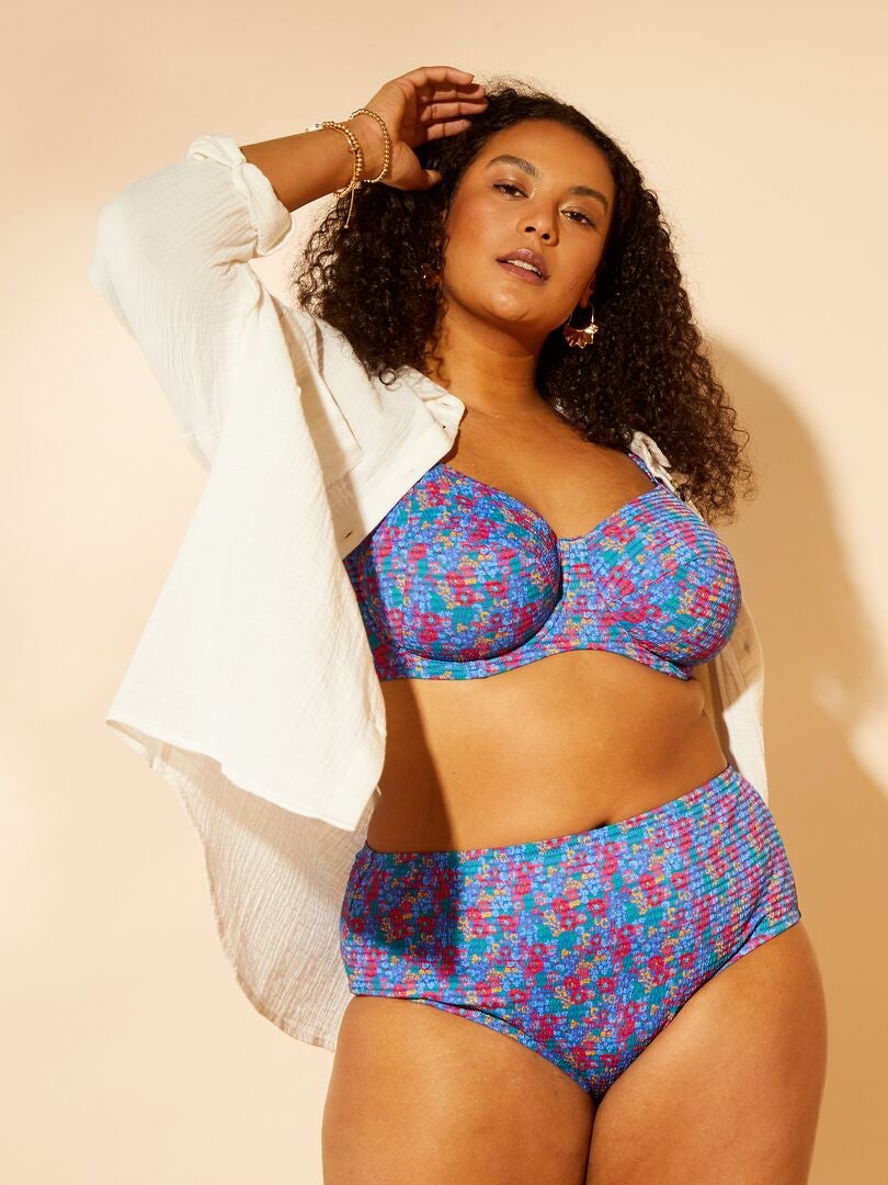 Majtki bikini seersucker – NIEBIESKIE