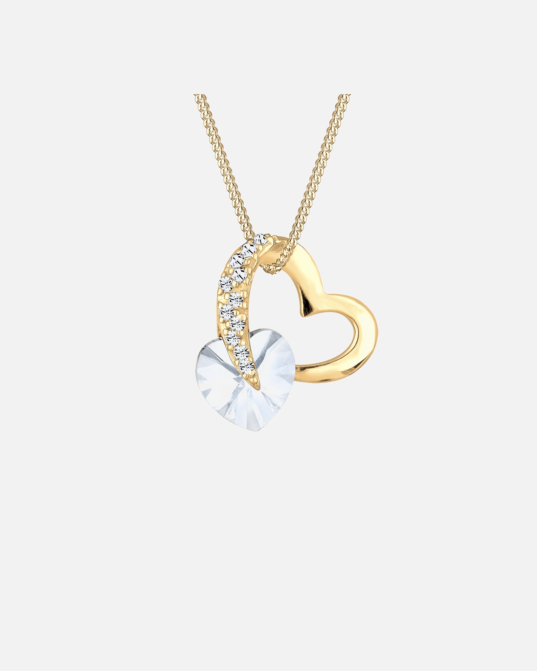 Elli Femme Coeur Glamoureux avec Cristal en Argent Sterling 925
