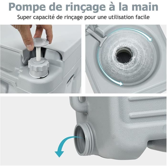 Inodoro portátil DREAMADE, inodoro químico de 20 litros para viajes, camping, uso al aire libre y uso doméstico, capacidad de carga de 100 kg, color gris.