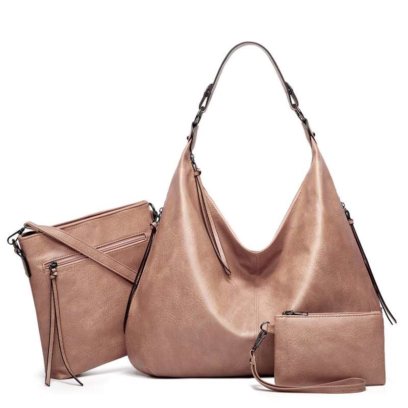 Sac bandoulière trois pièces en cuir PU souple pour femme, style 2021
