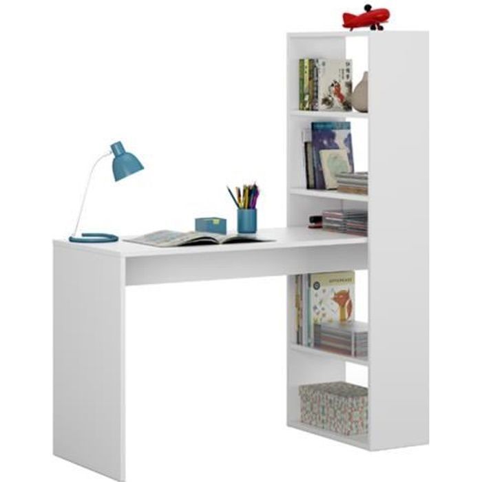 Scrivania con 5 ripiani, finitura melaminica Artik White - Dimensioni: 144 x 120 x 53 cm