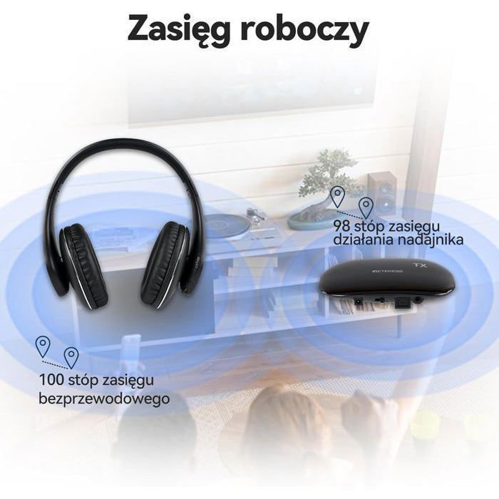 Cuffie wireless Retekess TA005P per TV, cuffie wireless per TV, seconda generazione, comode da indossare, qualità del suono ad alta risoluzione