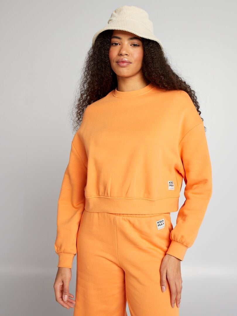Sweatshirt met ronde hals - ORANJE