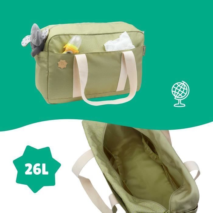 Bolsa cambiador Badabulle Bowling - Gran capacidad de 20 litros - Incluye cambiador y adaptadores para cochecito, color oliva