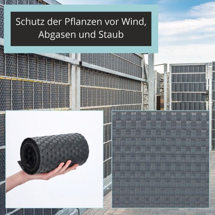 KADAX Ruban de clôture anthracite pour panneaux de clôture 19 cm 2,55 m Couverture de clôture