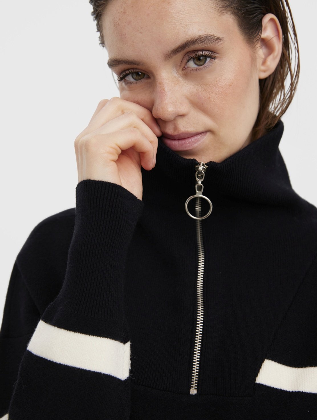 Vero Moda SABA STRIPE LS HIGHNECK GA NOOS - Trui - Black Birchstripes