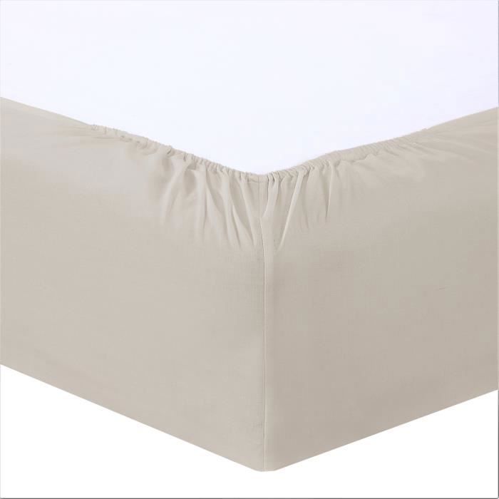 Vision - Drap housse Beige - 200x200cm - 100% coton