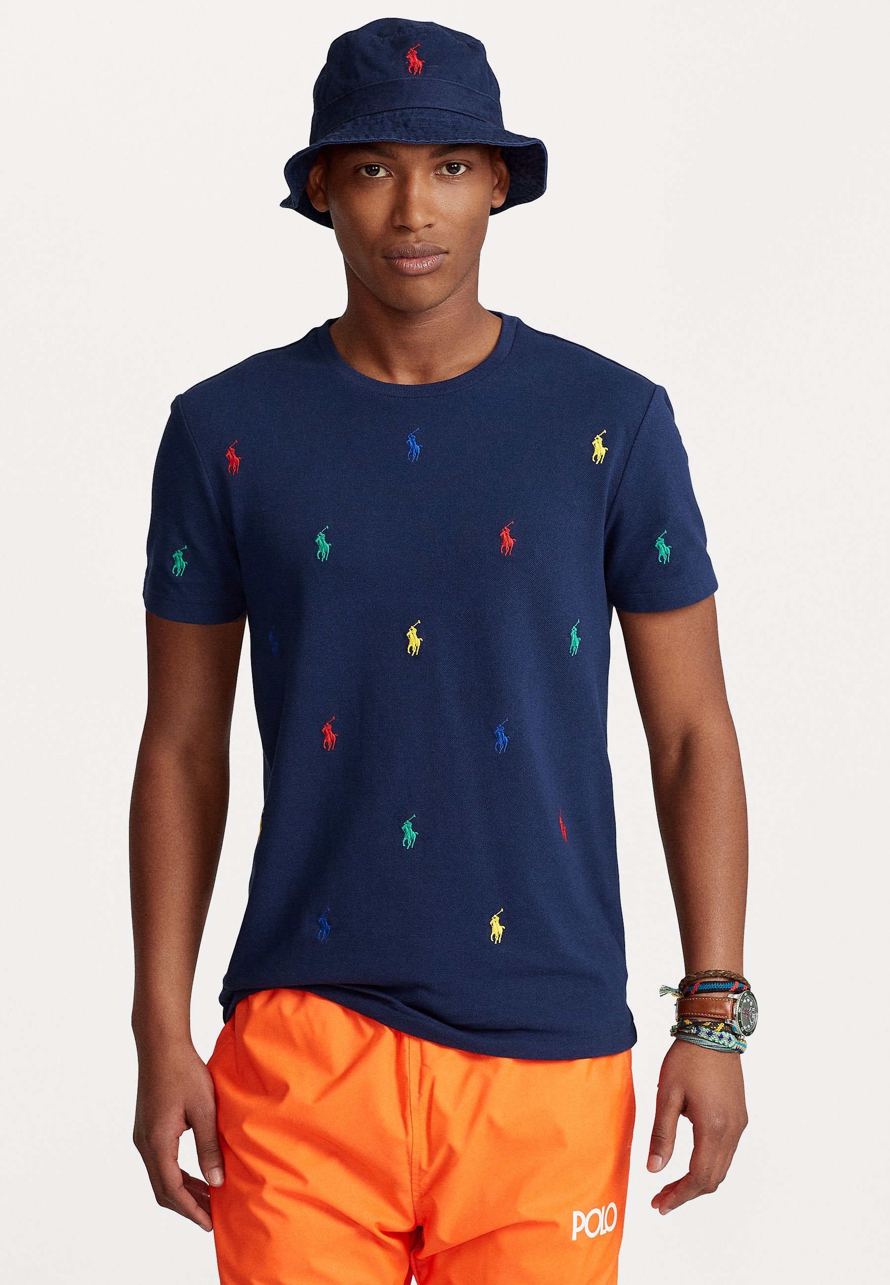 T-shirt Polo Ralph Lauren CUSTOM SLIM FIT POLO PONY MESH - T-shirt stampata - newport navy