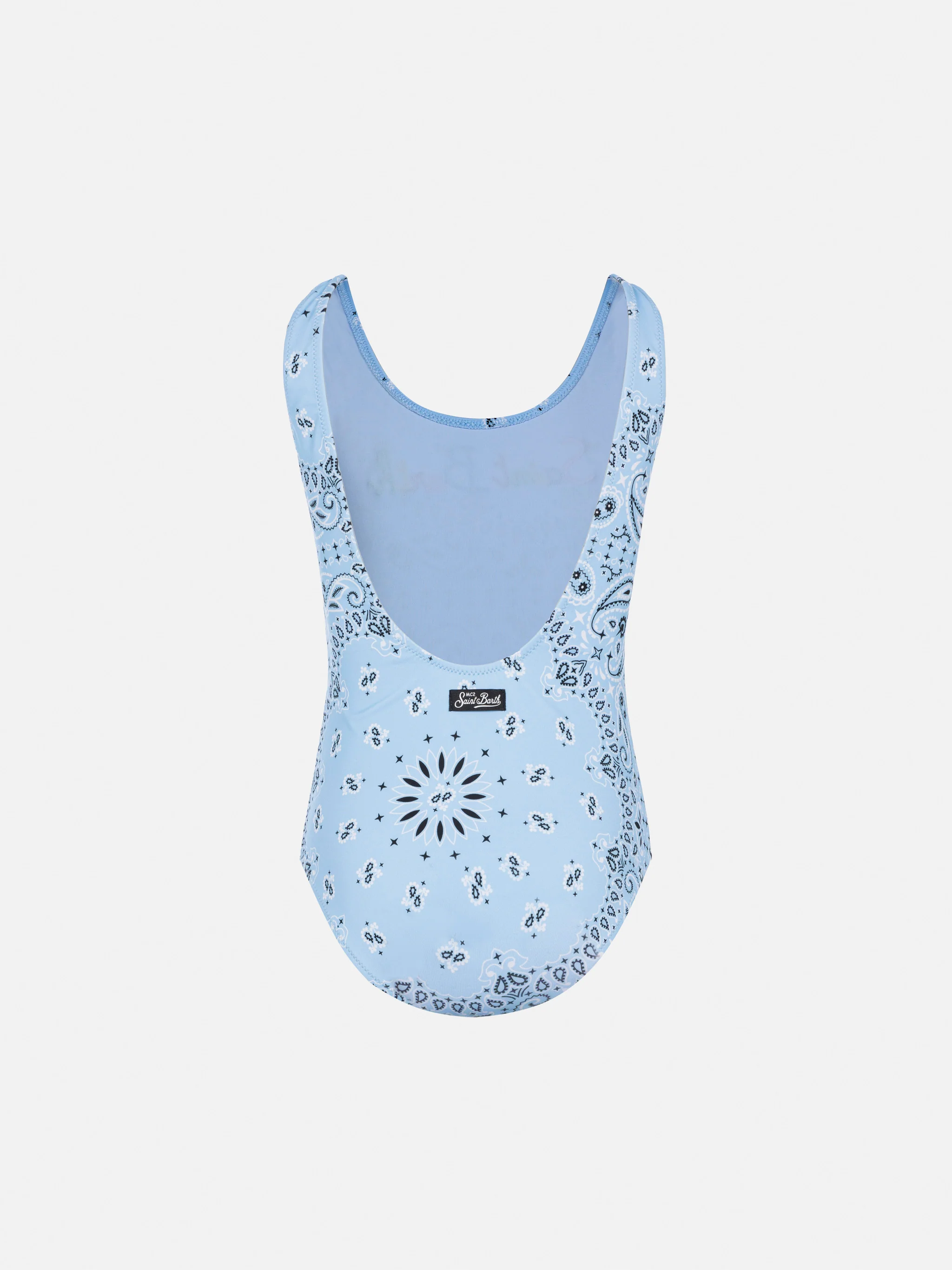 Costume intero Cara con stampa bandana azzurra