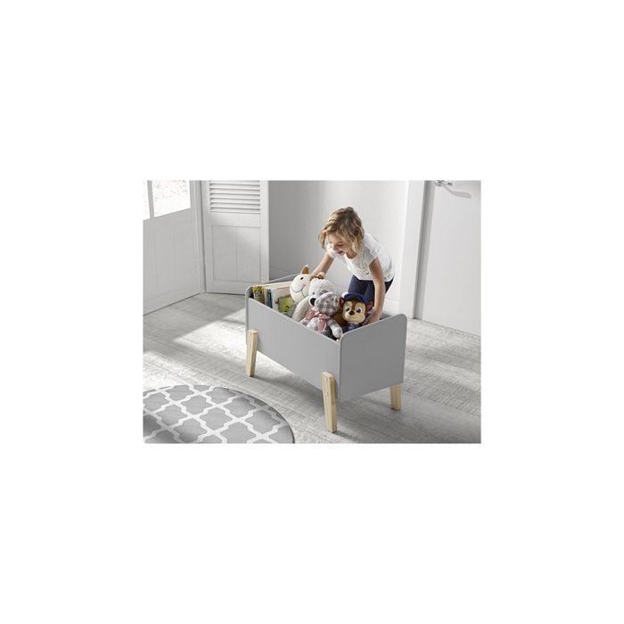 Baú de brinquedos infantil cinza claro