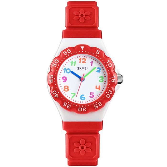 Reloj infantil SHARPHY para niñas y niños, marca Pretty Flower, cuarzo, resistente al agua, rojo, regalo de Navidad