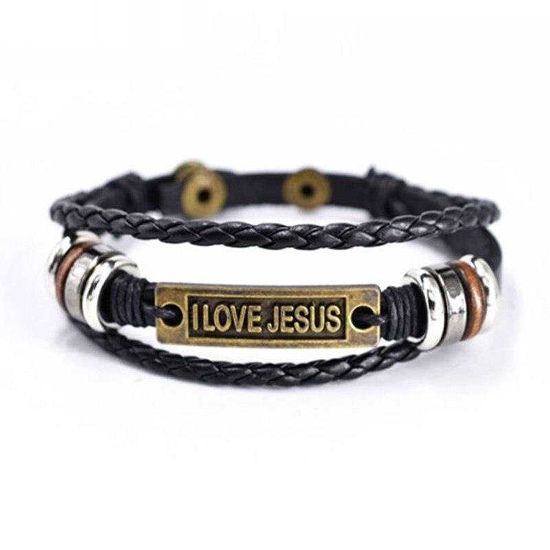 God Is Love Leather Bracelet – Multilayer Braided 
