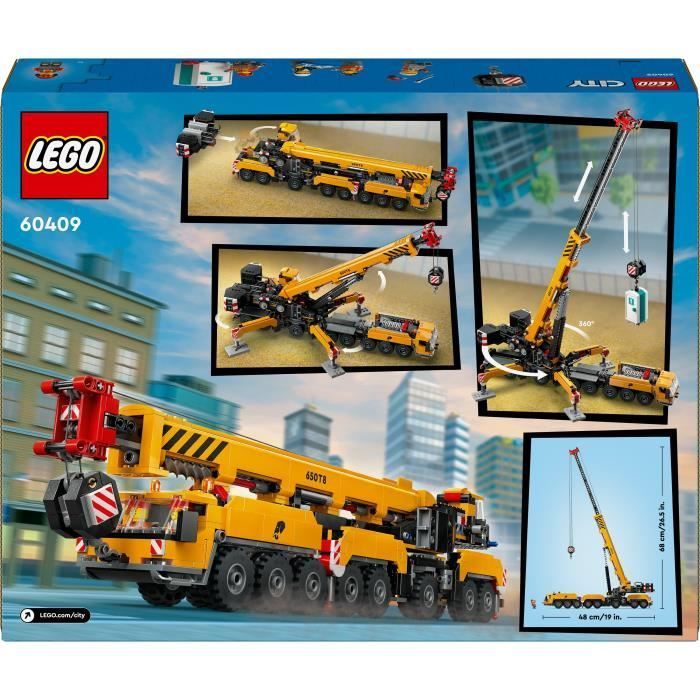 LEGO® City 60409 La grue de chantier mobile jaune, set de construction cadeau pour enfants