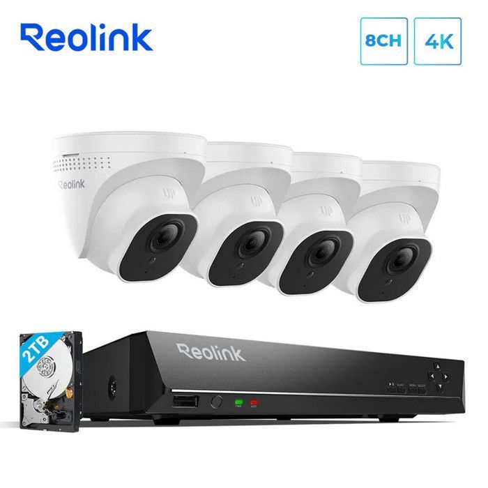 Kit Caméra de surveillance 4K Reolink - 4 Caméras PoE - 8CH NVR - Enregistrement 24/7 - Accès à distance