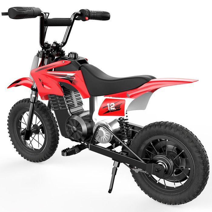 Moto électrique Enfant A12-Rouge-12''-350W-36V5,2 Ah-Charge Maximale 70 kg-Trois Vitesses-Sonnette-Autonomie 22 km-Tout terrain