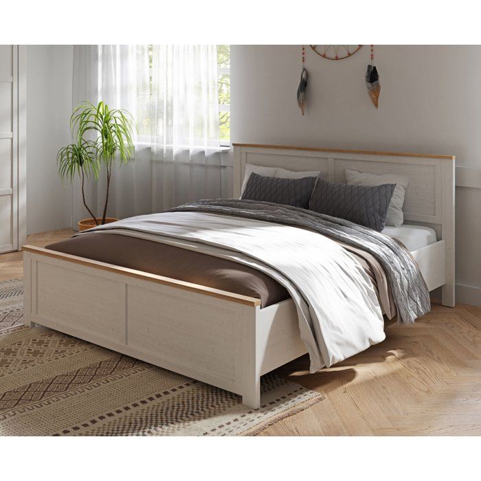 Cama de matrimonio para adultos - BOHOL - 180 x 200 cm - Acabado roble/blanco