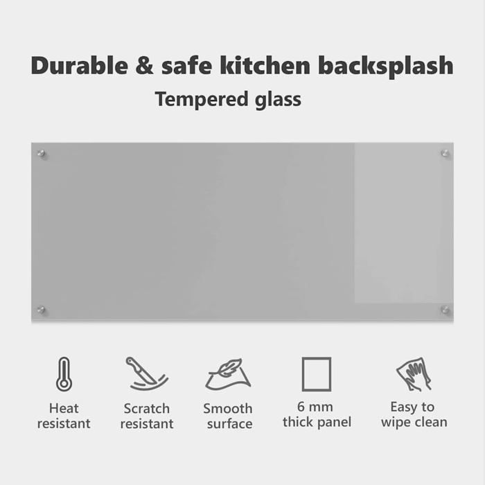 Dosseret de cuisine en verre trempé - vidaXL - 120x50x0,6 cm - Gris clair - Résistant à la chaleur - Verre trempé