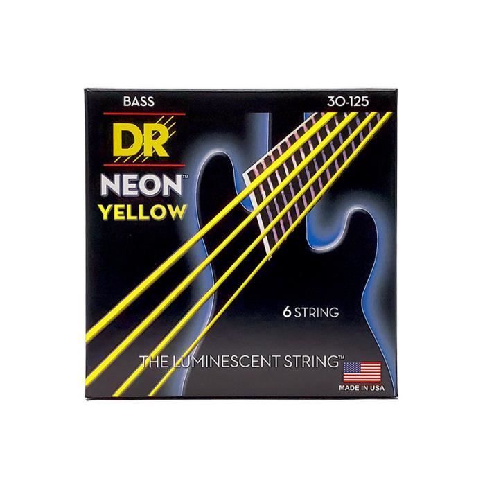 DR NYB6-30 - Hi-Def Neon - Yellow, bass guitar set, 6 strings, Medium 30-125