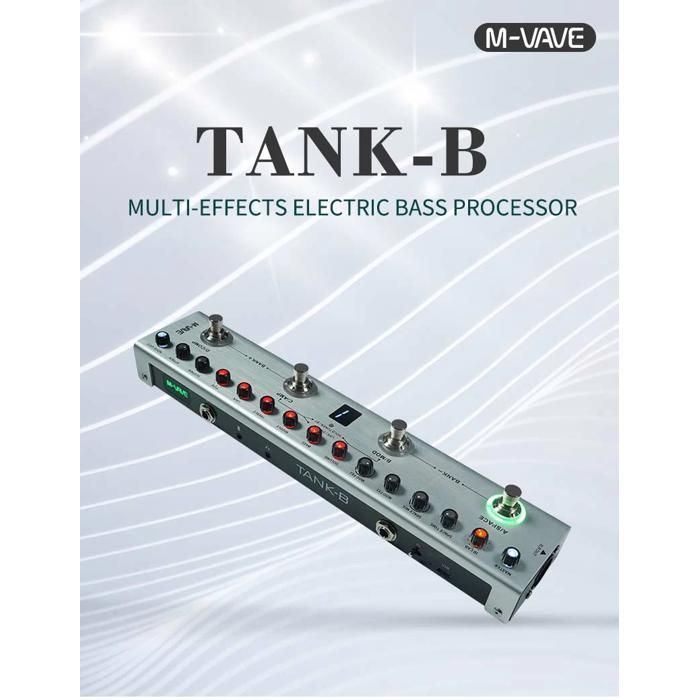 Pedal multiefectos para bajo - RNCYN - Recargable - 36 presets - 9 ranuras de preamplificador - TANK-B - Plateado