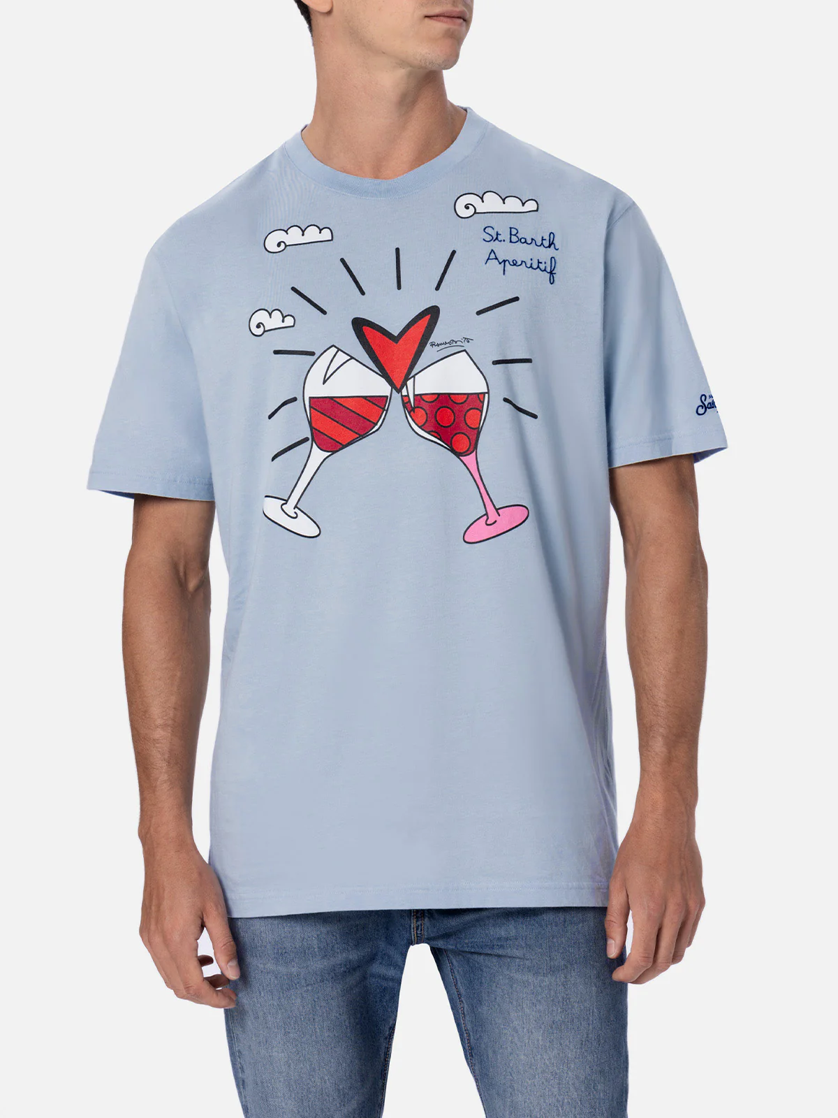 Heren katoenen T-shirt met Britto-print en borduurwerk | BRITTO SPECIAL